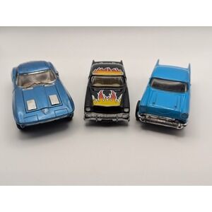 Lot of 3 Die Cast Cars 1963 Corvette Pull back 1956 & 1957 Chevy Bel-Air *READ*